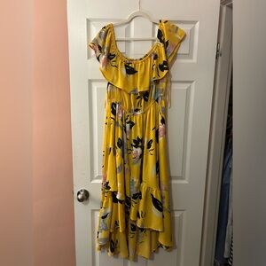Yellow Floral Lane Bryant High/Low Dress 14/16